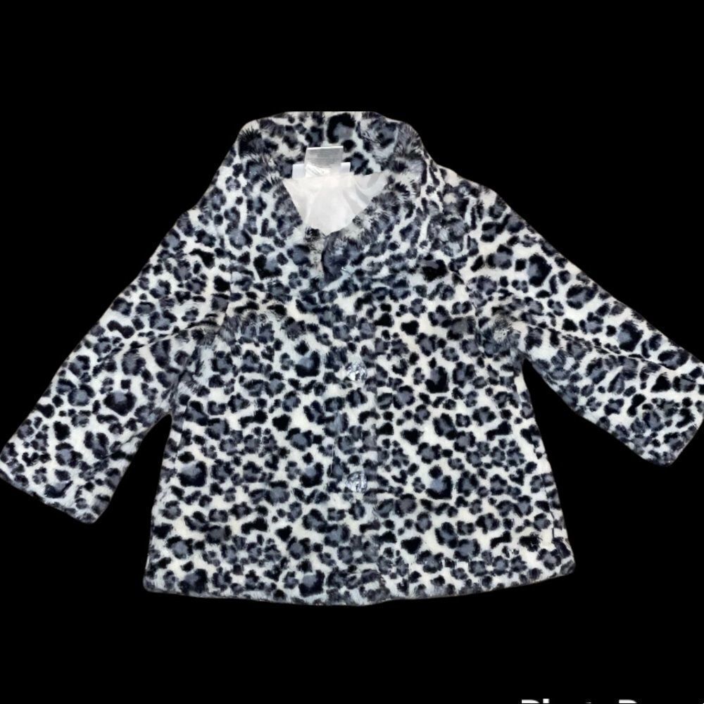 Mini Muffin Baby Girls 18M Faux Fur Leopard Print Coat